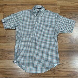 Land's End Shirt Men's Size M 15-15.5 Multicolor Plaid Button Down Short Sleeve